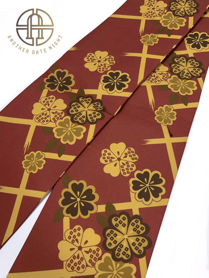 Orange Pre-Tied Taiko Knot, Ohara Koson Cat Easy Wear Nagoya Obi, Two-Side Sash