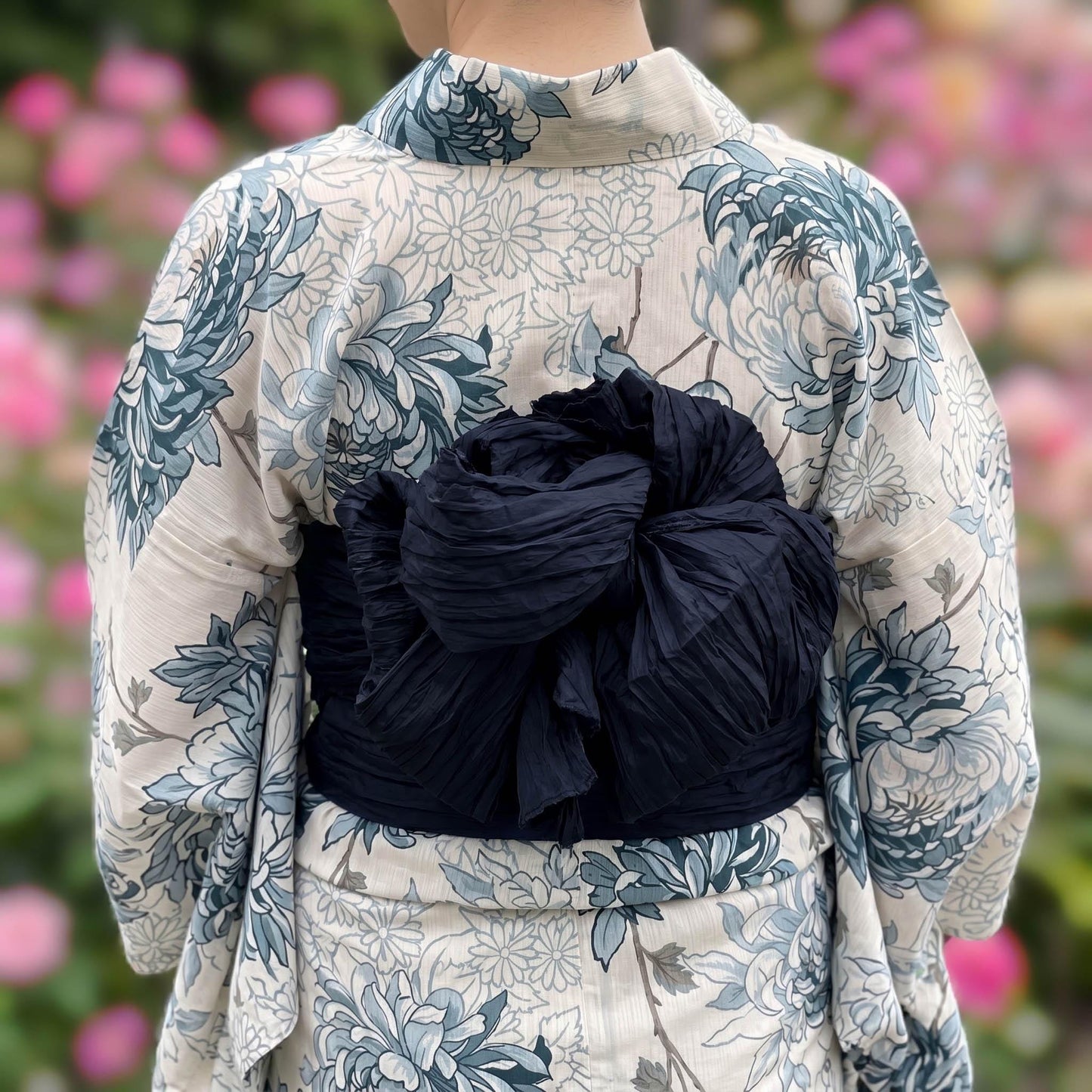 Green Hues/Navy Blue Heko Obi, Obijime, Obita: Women's Yukata Obi Belt Gift Set