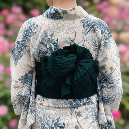 Green Hues/Navy Blue Heko Obi, Obijime, Obita: Women's Yukata Obi Belt Gift Set