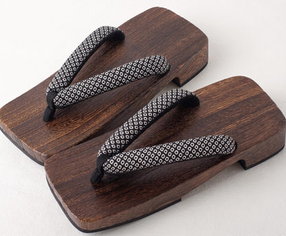 Japanese Men's Flat Geta Wooden Sandals, Large Size Available, Uchiwa Fan, Kinchaku Bag, Men's Yukata Accessory Gift Set