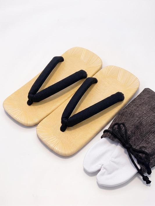Men's White Straps Setta, Kimono Sandals, EU 39-49, with Tabi Socks and Kinchaku Bag, Men's Kimono Accessory Gift Set