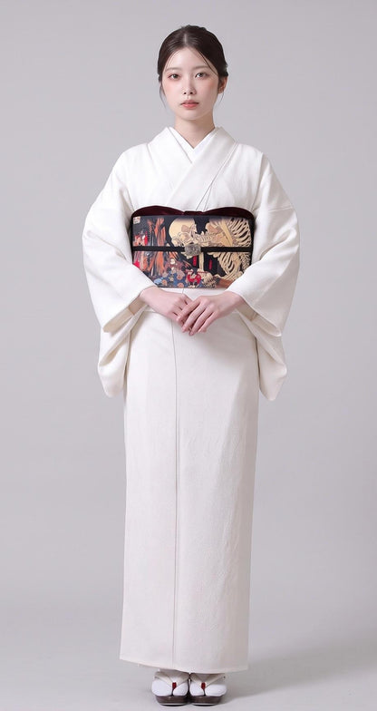 Iromuji Kimono Set: Washable Polyester, Tea Ceremony Wear with Pre-Tied Obi
