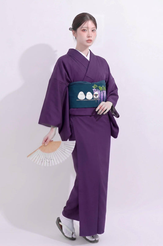 Iromuji Kimono Set: Washable Polyester, Tea Ceremony Wear with Pre-Tied Obi