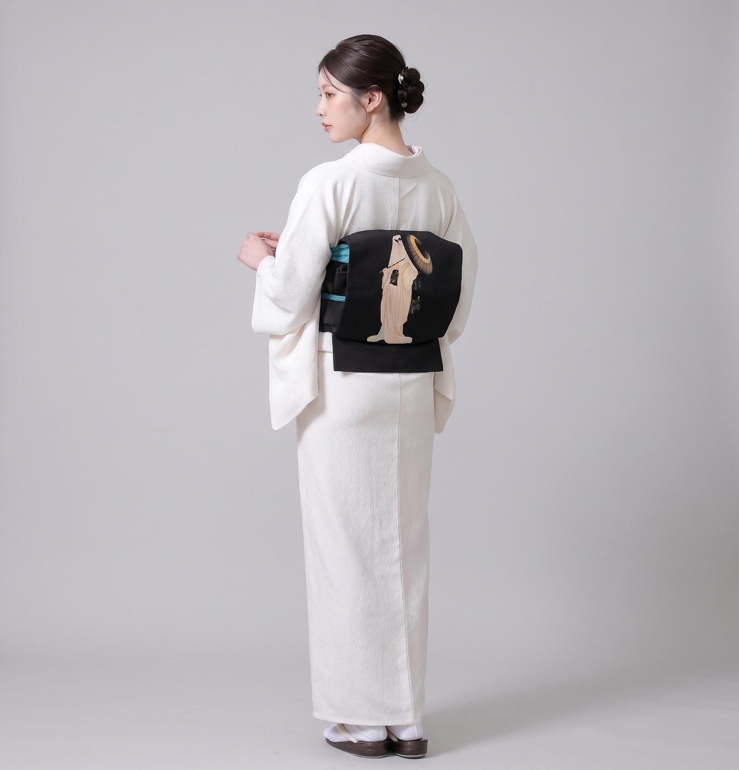 Iromuji Kimono Set: Washable Polyester, Tea Ceremony Wear with Pre-Tied Obi