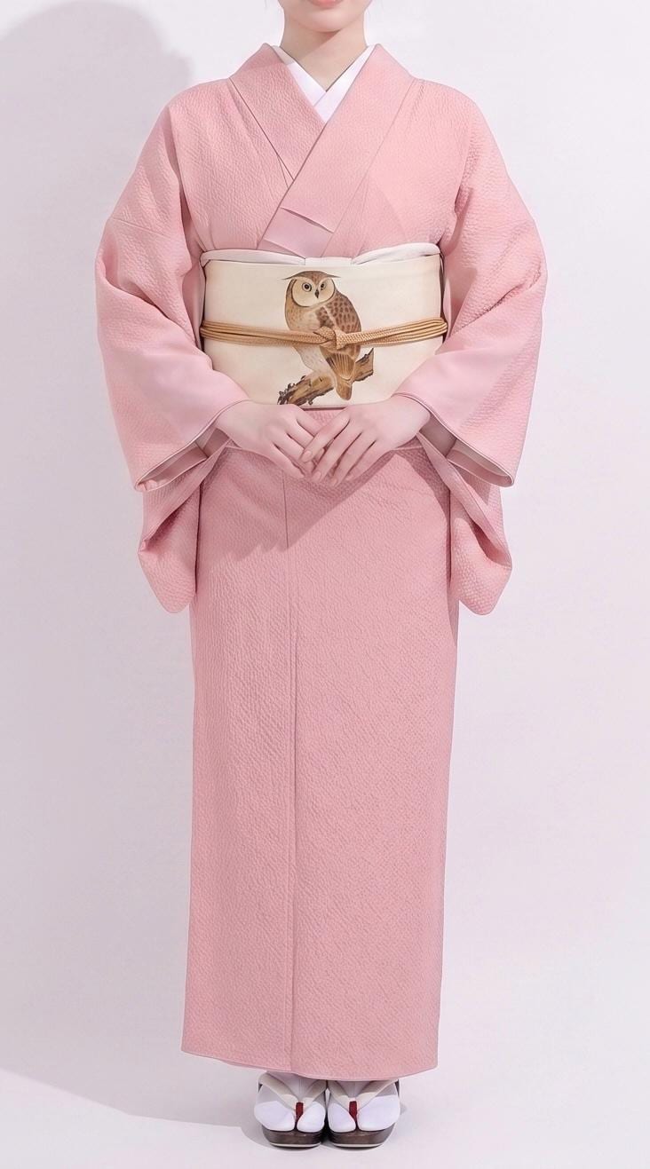 Iromuji Kimono Set: Washable Polyester, Tea Ceremony Wear with Pre-Tied Obi