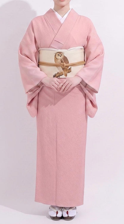 Iromuji Kimono Set: Washable Polyester, Tea Ceremony Wear with Pre-Tied Obi