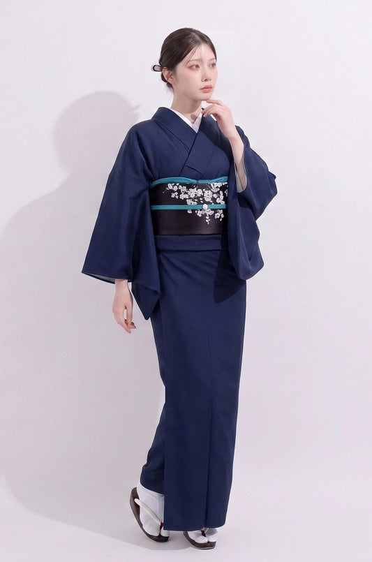 Iromuji Kimono Set: Washable Polyester, Tea Ceremony Wear with Pre-Tied Obi