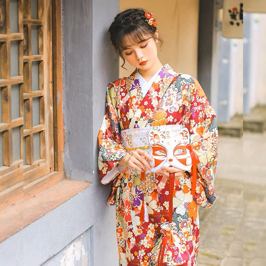 Red Kimono, Easy Wear Kimono, KM007