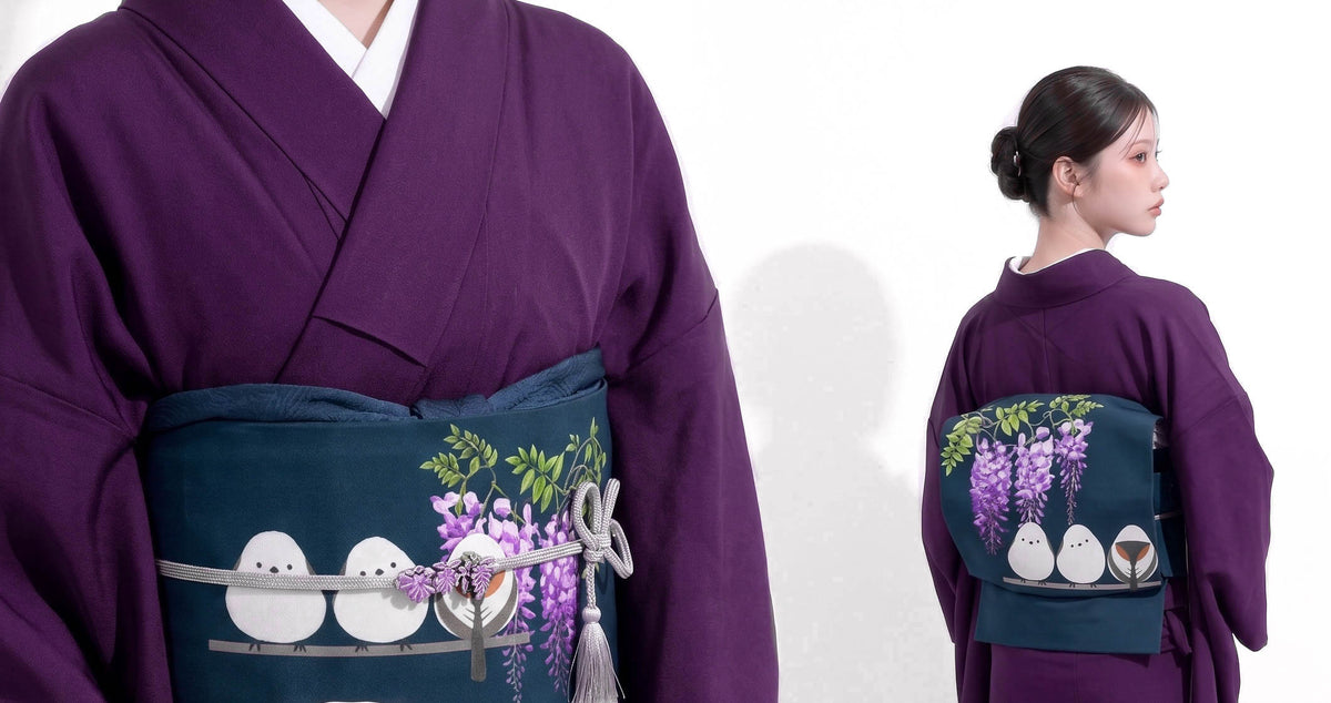 Noble Purple Washable Iromuji Kimono Set with Pre-Tied Obi