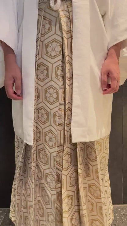 White & Gold Hakama Pants, Men's Hakama